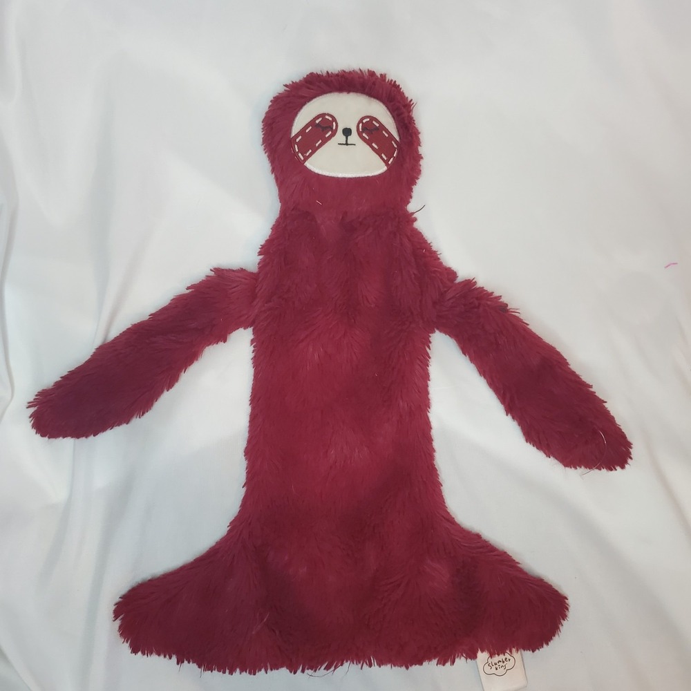 Slumberkins Sloth Snuggler‎ Plush Lovey 13" Cranberry Maroon  Baby Blanket